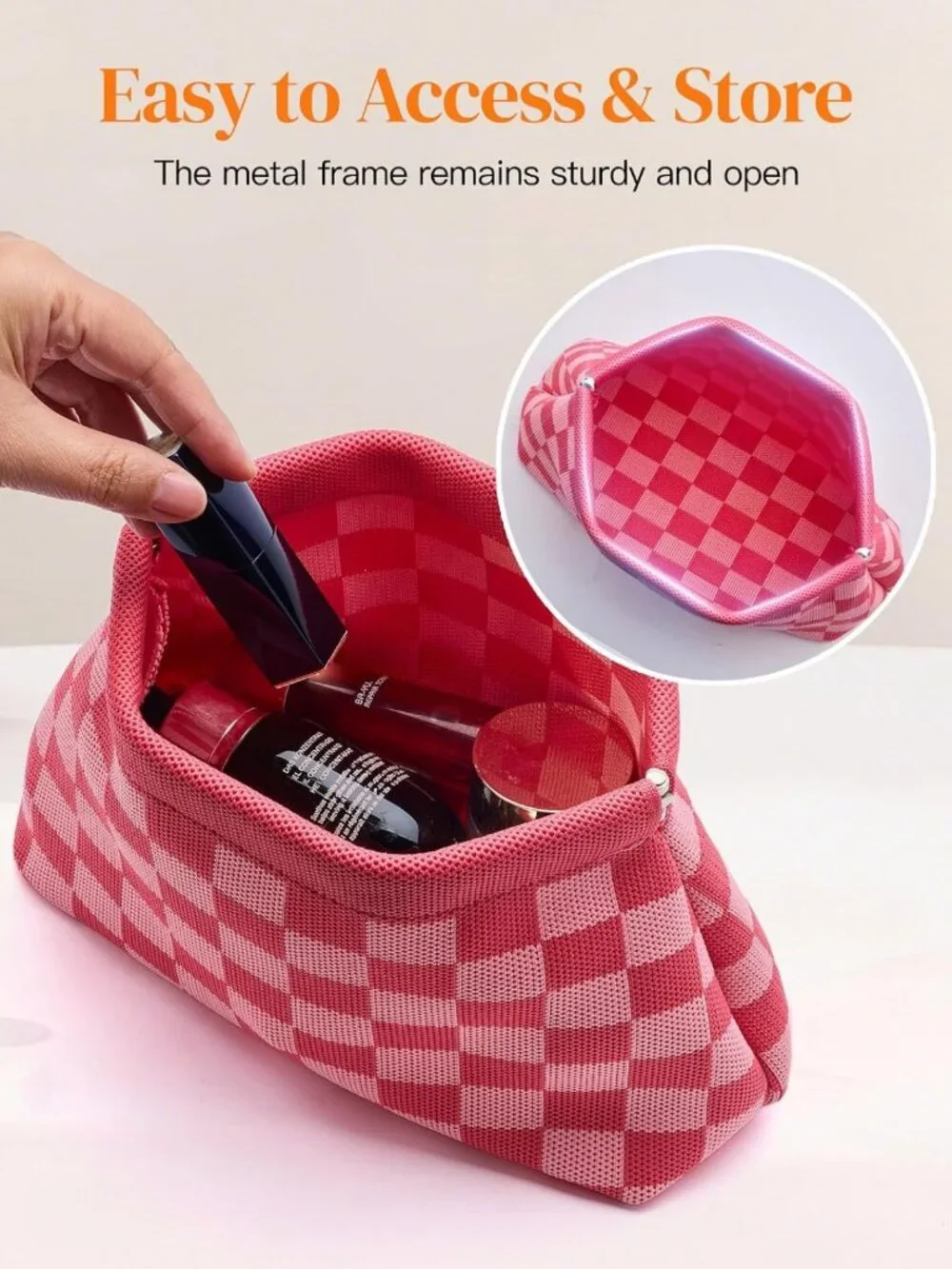Cute Mini Makeup Bag for Purse, Travel Cosmetic Pouch & Toiletry Organizer